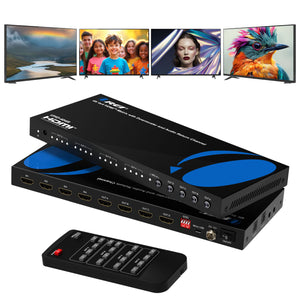 4K@60Hz 4x4 HDMI Matrix Switch with Remote, Auto Downscale (UHD-404R)