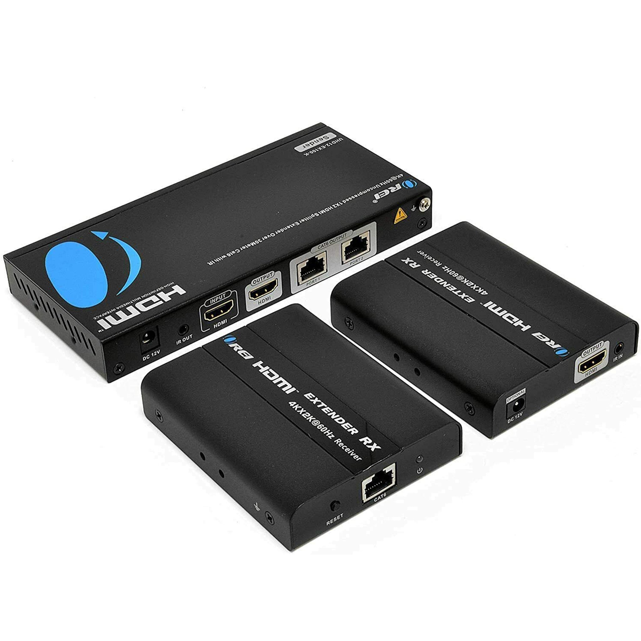 4K UltraHD 1x2 HDMI Extender Splitter Over CAT6/7 Up To 100 Ft With IR Remote & Loop-Out