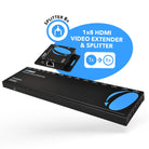 1x8 HDMI Extender Splitter Over CAT6/7 Upto 165 Ft- Loop-out, IR Control & EDID (HD18-EX165-K) - OREI.COM