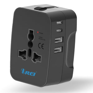 OREI 5-in-1 Universal Travel Adapter with 2 USB-A & 2 USB-C (M13)
