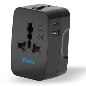 OREI Universal Travel Adapter - 1 USB-A, 1 USB-C With Surge Protection (M10)