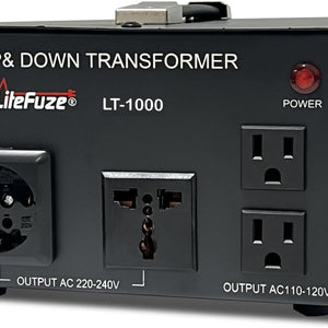LiteFuze LT Series 1000 Watt Voltage Converter Transformer Step Up/Down - 110v to 220v / 220v to 110v Power Converter - LT-1000