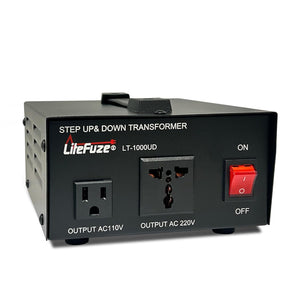 LiteFuze 1000 Watt Voltage Converter Transformer - Step Down 220V to 110V - LT-1000UD