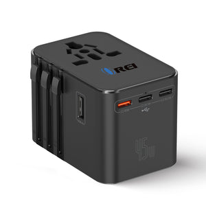 OREI 45W Universal Travel Adapter | 6-in-1 with 3 USB-C & 2 USB-A (M8-45W-Black)