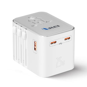 OREI 25W Universal Travel Adapter | 4-in-1 with USB-C & USB-A (M8-25W-Grey)