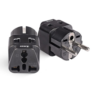 Germany, France Travel Adapter - 2 in 1 - Type E/F - Compact Design (P21-9-2PK)