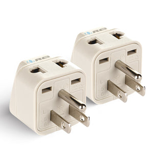 Japan, Philippines Travel Adapter - 2 in 1 - Type B - Compact Design (DB-5-2PK)