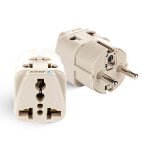 Germany, France Travel Adapter - 2 in 1 - Type E/F - Compact Design (DB-9-2PK)