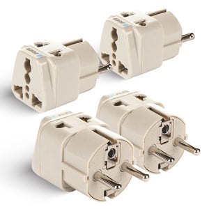 Germany, France Travel Adapter - 2 in 1 - Type E/F - Compact Design (DB-9-4PK)