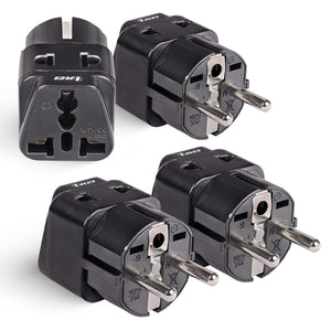 Germany, France Travel Adapter - 2 in 1 - Type E/F - Compact Design (P21-9-4PK)