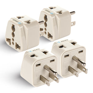 Japan, Philippines Travel Adapter - 2 in 1 - Type B - Compact Design (DB-5-4PK)