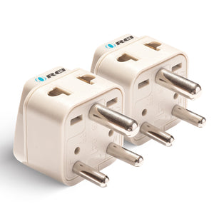 India, Nepal Travel Adapter - 2 in 1 - Type D - Compact Design (DB-10-2PK)