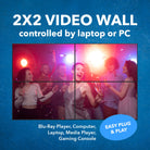2x2 Video Wall Controlled by laptop or PC with easy plug & play