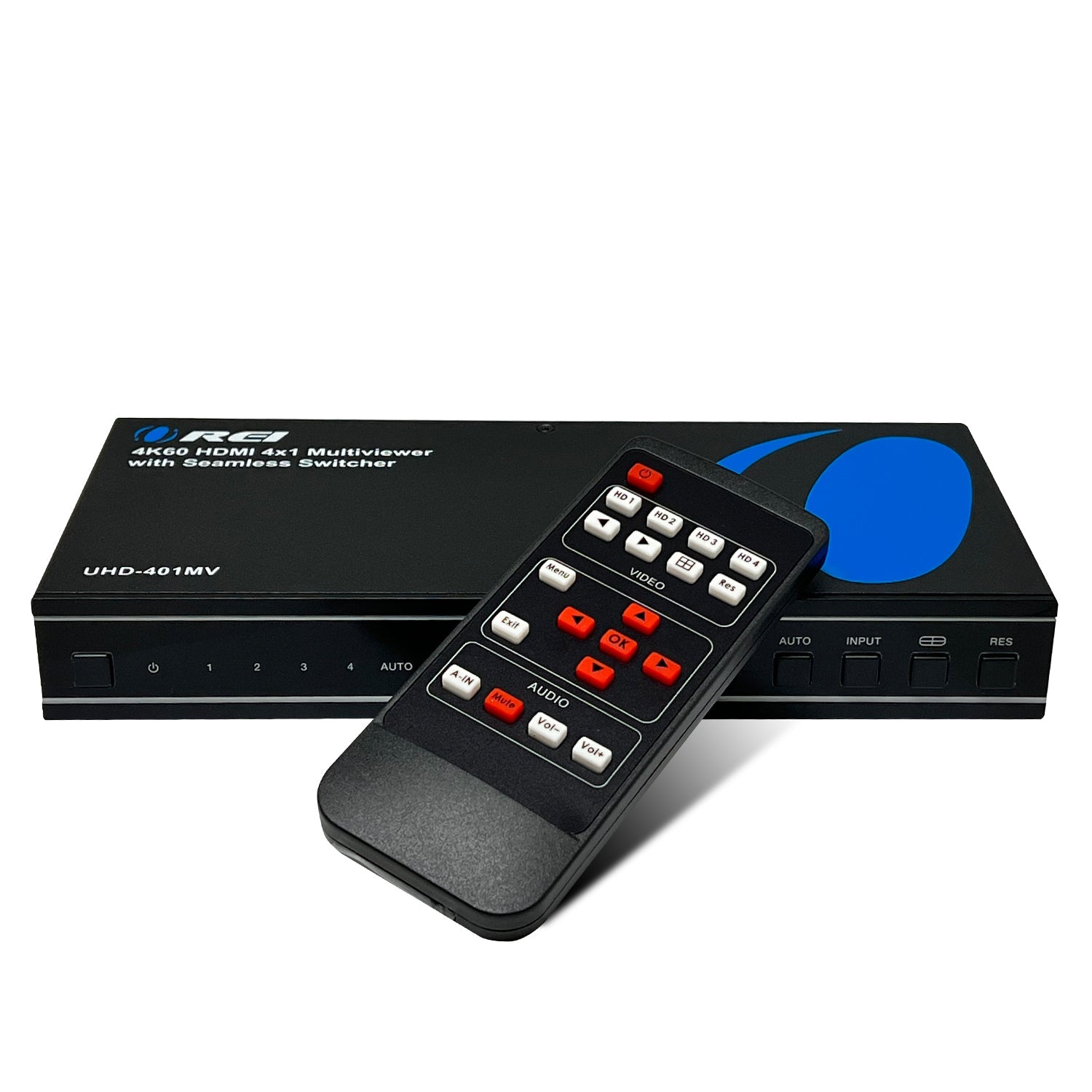 Image of a HDMI switcher with a remote control. | OREI