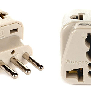 Italy, Libya Travel Adapter - 2 in 1 - Type L - Compact Design (DB-12A-2PK)