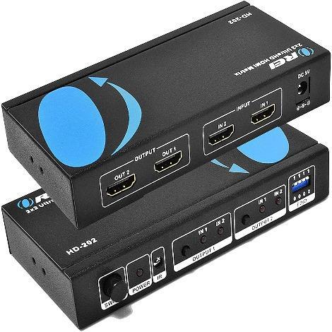 2x2 HDMI Matrix Switch/Splitter Ultra HD 4K with Remote Control (HD-202) - OREI.COM