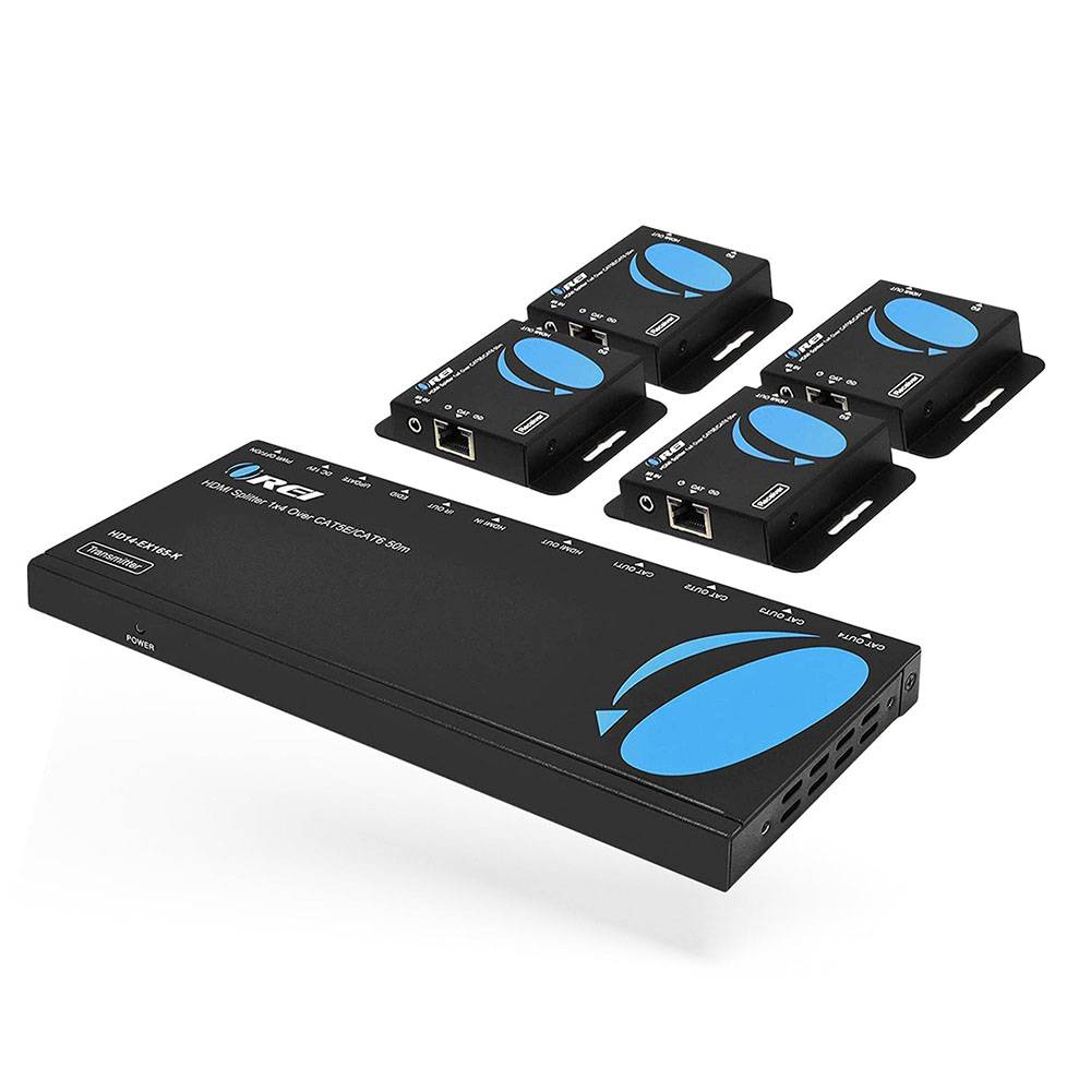 1x4 HDMI Extender Splitter Over CAT6/7 Up To 165 Ft @1080P HDMI Loop Out & IR Control (HD14-EX165-K)