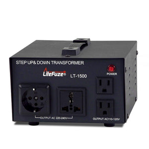 LiteFuze 1500 Watt Step Up/Down Voltage Converter Transformer – 110V to 220V & 220V to 110V - LT-1500