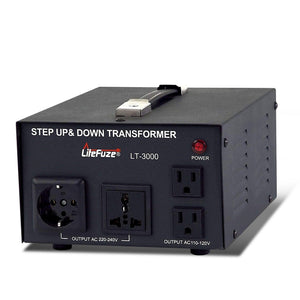 LiteFuze 3000 Watt  Voltage Converter Transformer – 110V to 220V & 220V to 110V - LT-3000