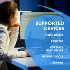 OREI USB 2.0 Extender supported devices for flash drives, printers, portable hard drives, mobile devices, and USB hubs